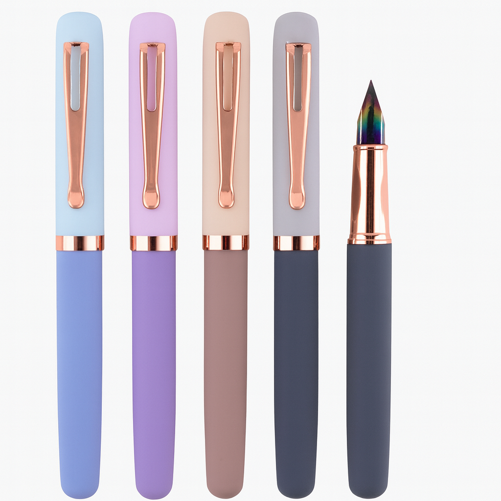 Elegant Matte Fountain Pens with Rose Gold Accents | Sunyale OEM/ODM Writing Instruments