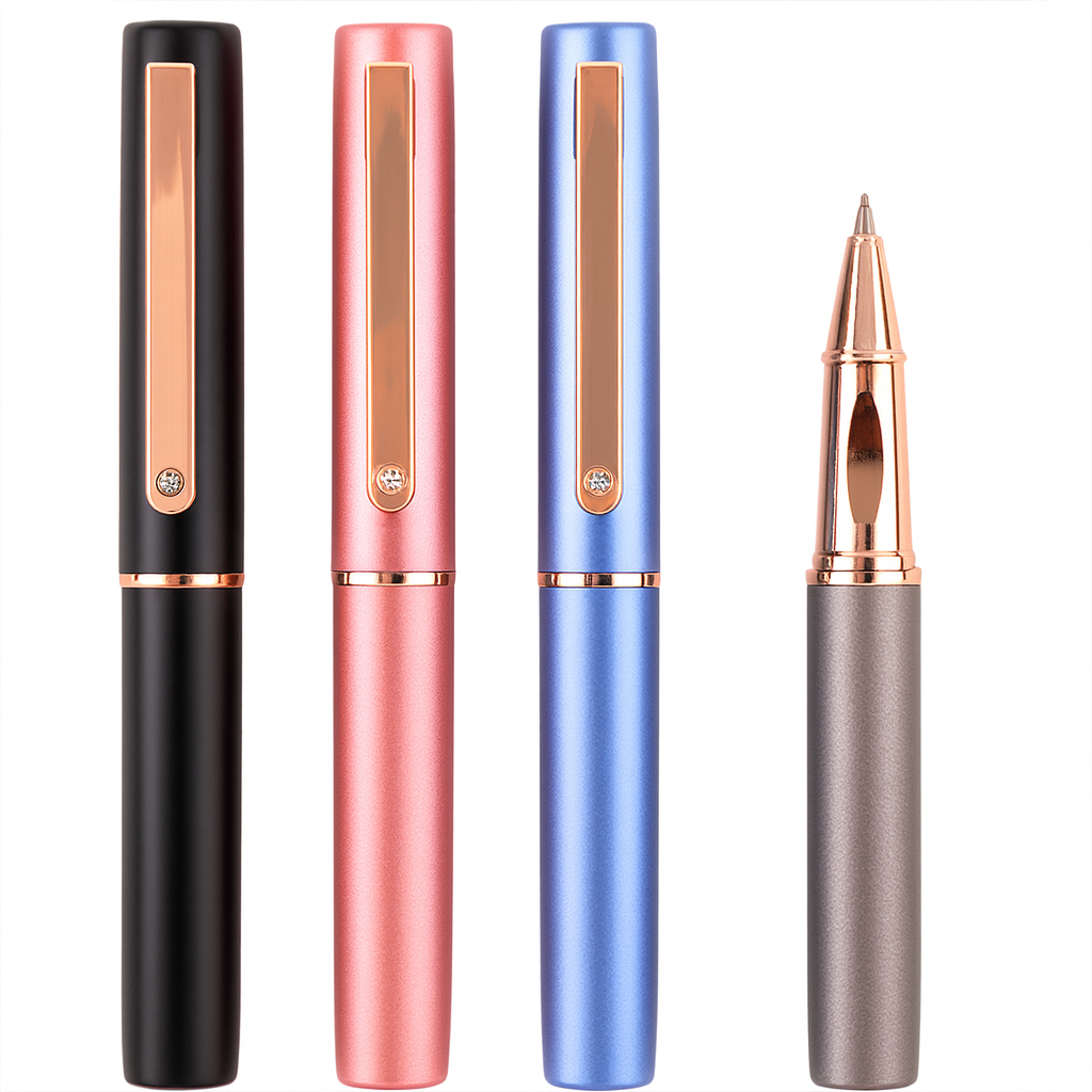 Crystal Matte Rollerball Pen with Rose Gold Trim – OEM/ODM by Sunyale