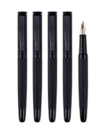 Sunyale All-Black Tactical Fountain Pen with Knurled Grip | Sunyale OEM/ODM Services