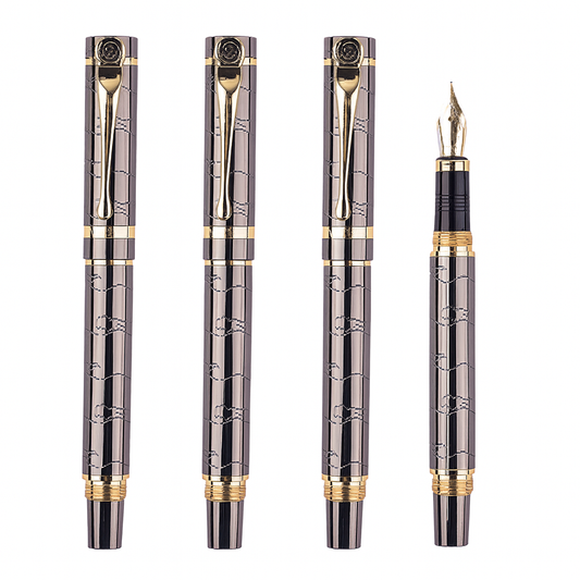 Engraved Metal Fountain Pens with Gold Trim – Custom OEM/ODM by Sunyale
